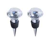 Luxshiny 2pièces Bouchon de Vin Cristal Diamant Scellant Métal avec Joint Silicone Étanche pour Fêtes Préserve Fraîcheur du Vin Rouge et Boissons