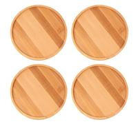 Luxshiny 4 Pièces Plateau de Bambou pour Pot de Fleurs, Soucoupe | Usage Maison, Facile à Nettoyer Utiliser, Sûr, Pratique à Ranger, Couleur Kaki
