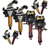 Luxshiny 8 Pièces Ballons en Aluminium pour Fête D'halloween Design Unique Tête de Mort et Hibou, Non Polluants, Atmosphère Terrifiante, Décorations pour Occasions Spéciales
