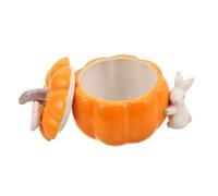 Luxshiny Bocal à Bonbons et Rangement Snacks en Céramique Forme Citrouille Jaune avec Couvercle Hermétique Halloween pour Décoration Festive d'automne
