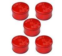 Luxshiny Boîte à Bonbons Ronde en Tôle Rouge 5 Pièces pour Biscuits et Petites Friandises, Protection L'humidité Poussière, Facile à Transporter, pour Mariage et Présents