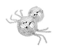 Luxshiny Boule Disco D'araignée Argentée avec Carreaux Miroir, Décoration Polyvalente pour Fêtes Disco Halloween et Ornement Mural Unique en Verre et Plastique