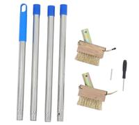 Luxshiny Brosse Désherbage INOX à Long Manche pour Jardins et Trottoirs | Fil Cuivre Plaqué, Structure Multi Tiges, Nettoyage Dalles Terrasse, Retrait Manuel des Racines, Argenté