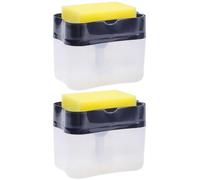 Luxshiny Distributeur de Savonnette à Pression, Transparente Boîte | Éponge et Liquide Vaisselle, Usage Près de L’évier, Format Compact, Tampon Récurant Couleur