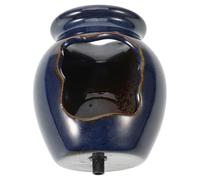 Luxshiny Fontaine à Eau en Pot de Céramique Petite Taille Bleu, Décoration de Jardin et Intérieur, Pot Cascade pour Circulation D’Eau, Fontaine sans Pompe, Décor Aquatique Écologique