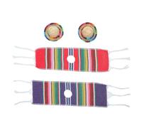 Luxshiny Lot de 2 Mini sombreros et Foulards - Mini serapes pour Bouteilles de bière, Ponchos, Couvre-Bouteilles, Accessoires de décoration pour fête Mexicaine