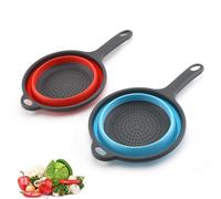 Luxshiny Lot de 2 Paniers Pliables en Silicone Poignée Télescopique pour Évier, Panier de Légumes en Pp, Cuisine la Maison Couleur Aléatoire