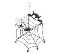 Luxshiny Lumière Halloween de Toile D'araignée Noire en Plastique, Design Suspendu Facile à Entretenir, Décoration Extérieure pour Porte et Jardin