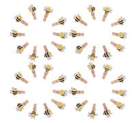 Luxshiny Mini Pinces à Linge en Bois 50 Pièces Décor Abeille, Corde Naturelle, Clips pour Suspendre Vêtements et Sachets Alimentaires, pour Organisation la Cuisine et Activités Manuelles