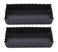 Luxshiny Moule à Rectangulaire Lot de 2 Antiadhésif en Alliage D'aluminium Noir, Fond Amovible pour Cuisson Maison et Usage Longue Durée
