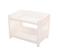 Luxshiny Organisateur Cuisine à Double Niveau en Plastique Blanc, Étagère sous Évier pour Rangement D'épices et Cosmétiques, Support Compact 2 Couches, Mini