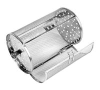 Luxshiny Panier de Rôtisserie en Acier Inoxydable Argenté, Cage Rotative | Porte de Type Ouvrant, Support de Tige Pivotante Inclus, Montage Facile, Résistant à L’usure
