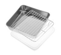Luxshiny Plat à Rôtir Rectangulaire Design Compact et Résistant avec Couvercle et Grille en Acier Inoxydable pour Cuisson et Conservation Accessoires de Barbecue D'extérieur