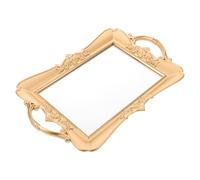 Luxshiny Plateau Décoratif Orné Européen Vintage en Plastique et Verre Plateau Miroir Rectangulaire Forte Capacité de Charge et Organisation pour Centre de Table