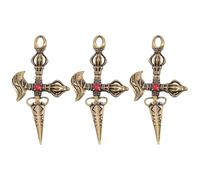 Luxshiny Porte-clés Rétro en Laiton, Breloque Vajra Croix, Lot 3 Pièces | Pendentifs Décoratifs au Style Vintage, Surface Lisse et Finition Soignée, pour t Rituel
