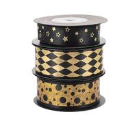Luxshiny Ruban en Polyester Noir Beau Design Décoratif Réutilisable Lot de 3 Rouleaux pour Emballage Cadeau Fête ou Célébration pour Paquet Cadeau