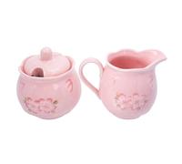 Luxshiny Set Créatif de Pot à Crème en Céramique Rose Sucrier et Pichet à Lait, Accessoire Cuisine Naturel Maison et Hôtels