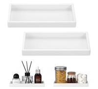 Luxspire Plateau de Salle de Bain - 2 Paquets (20 x 10cm) Porte-Savon en Silicone pour Évier de Comptoir de Cuisine, Plateau pour Salle de Bain pour Distributeur de Savon, Parfum, Blanc