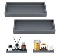 Luxspire Plateau de Salle de Bain, Porte-Savon en Silicone pour Évier de Comptoir de Cuisine, Plateau pour Salle de Bain pour Distributeur de Savon, Parfum, 20 x 10 cm, 2 Paquets, Gris Foncé