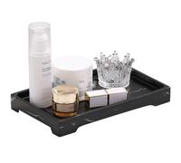 Luxspire Plateau Rectangulaire en Résine, Plateau Décoratif pour Réservoir de Toilette de Salle de Bain pour Tissus, Bougies, Savon, Serviette, Plante, etc - Encre Noir