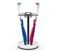Luxspire Porte-Brosses à Dents 4 Fentes, Support de Brosse à Dents en Acier Inoxydable avec Base en Terre de Diatomée pour Salle de Bain, Maison, Meuble de Comptoir de l'Hôtel, Noir Mat
