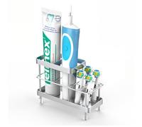 Luxspire Porte-brosses à Dents pour Salle de Bain, Porte-têtes de Brosses à Dents Électriques en Acier Inoxydable à Fixation Murale, Organisateur pour Douche Salle de Bain, 6 Fentes, Argent
