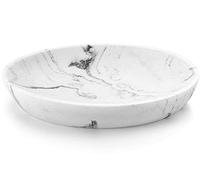 Luxspire Porte-Savon, Boîte à Savon en Résine et en Gravier, Support de Savon Ovale Durable avec Motif en Marbre pour Salle de Bain, Douche, Cuisine pour Ranger Bougie, Savon - Gravier Blanc