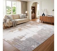 Luxstein Tapis Salon Beige Moderne Abstrait Lavable Antidérapant à Poils Courts Effet Laine, Tapis Chambre pour Cuisine Couloir Entrée, 240x300 cm
