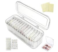 LuxTerra Lot de Boîtes de Rangement Rectangulaires Transparentes | 14 Compartiments avec 30 Pièces Stickers 3D, Vitrine pour Nail Art, Bijou et Accessoires