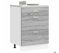 Luxueux Best* Armoire de cuisine - Armoire basse/meuble bas d'évier ""Lyon"" sonoma gris bois d'ingénierie Juin48064240