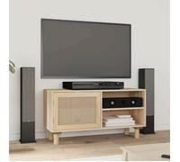 Luxueux Best*Meuble TV（1 PC) - JMS - Support TV/TABLE TV - Meuble salon - Marron 80x30x40cm Bois de pin massif et rotin naturel76098