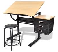 Luxueux Table à dessin Bureau à Dessin - inclinable à 3 tiroirs avec tabouret 81759