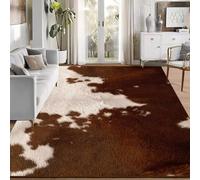 Luxueux tapis imprimé tigre marron 1,2 x 1,8 m, base antidérapante lavable en machine, texture velours cristal, tapis de sol pour chambre à coucher, salon (B)