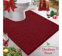 LuxUrux Tapis de bain à poils longs super absorbant en forme de U pour autour des toilettes, lavage et séchage en machine (50,8 x 50,8 cm, bordeaux)