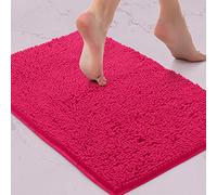 LuxUrux Tapis De Bain-Tapis De Salle De Bain Douche en Peluche Extra-Doux, Matériau en Microfibre Chenille 1 ``, Tapis De Bain Shaggy Super Absorbant |Rose Vif|15 X 23