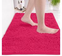 LuxUrux Tapis De Bain-Tapis De Salle De Bain Douche en Peluche Extra-Doux, Matériau en Microfibre Chenille 1 ``, Tapis De Bain Shaggy Super Absorbant |Rose Vif|20 X 30
