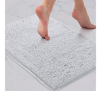 LuxUrux Tapis De Bain-Tapis De Salle De Bain Douche en Peluche Extra-Doux, Matériau en Microfibre Chenille 1 ``, Tapis De Bain Shaggy Super Absorbant |Blanc|15 X 23