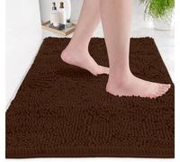 LuxUrux Tapis De Bain-Tapis De Salle De Bain Douche en Peluche Extra-Doux, Matériau en Microfibre Chenille 1 ``, Tapis De Bain Shaggy Super Absorbant |Marron|20 X 30