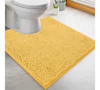 LuxUrux Tapis de bain WC en forme de U - Absorbant et antidérapant pour base de toilette, chenille en peluche, lavable en machine (50,8 x 50,8 cm, jaune)