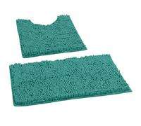 LuxUrux Tapis De Salle De Bain Ensemble De Tapis De Bain en Chenille De Luxe (2 Pièces), Antidérapant en Peluche Douce + Tapis De Toilette 1 `` Tapis en Microfibre |Turquoise|Ensemble Courbé Petit