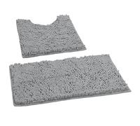 LuxUrux Tapis De Salle De Bain Ensemble De Tapis De Bain en Chenille De Luxe (2 Pièces), Antidérapant en Peluche Douce + Tapis De Toilette 1 `` Tapis en Microfibre |Gris Clair|Ensemble Courbé Petit