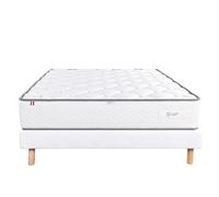 Luxury Literie Ensemble Matelas 140x190 cm, Iris, 20 cm, mémoire de Forme, Ferme, Face été/Hiver + sommier Blanc EP 13cm