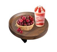 Luxury Wood Grain Sofa Armrest Tray, Multi-Color Round Coffee Stool, Living