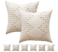 Luxvara Lot de 2 Housse Décorative de Coussin en Coton, Décorer Ferme Deco Carré Bohème Uniquement pour Maison Salon Chambre Décoration D'intérieur Canapé Voiture, 45x45cm (Kaki)