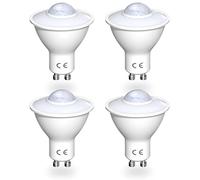 Luxvista 4-Pack 5W GU10 Ampoules LED avec Détecteur de Mouvement, Équivalent à 50W à Incandescence, Auto On/Off PIR Lampe de Détection Infrarouge, pour Entrée (Non Dimmable, Blanc Chaud 3000K)