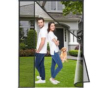 Luxvix Moustiquaire magnétique porte, 185x220 cm moustiquaire porte fenêtre avec ouverture latérale pour portes avec poignée moustiquaires magnétiques pour portes fenêtres aimant puissant Noir