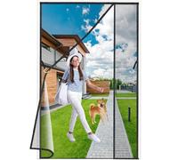 Luxvix Moustiquaire Porte Magnétique à Ouverture Latérale, 140x220 cm Maille Très Dense Aimantée Rideau Avec Bande Adhésive, Fermeture Magnétique, Rideau Anti Mouche Pour Porte De Fenêtre Noir