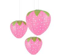 Luxylei Lanternes en Papier Aux Fraises 3 Pièces Ensemble De Lanternes en Papier 3D Lanterne en Papier pour Décor Suspendu Décoration De Fraise 3D Décor De Fête Suspendu
