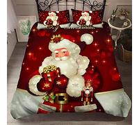 LUYAPOND Housse de Couette 240 x 260 Adulte PèRe NoëL Parure de Lit 240 x 260 Adulte Microfibre avec 1 Housse Couette + 2 Taie d'oreiller 65x65 cm