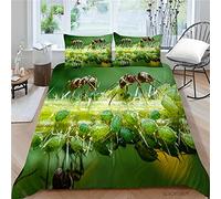 LUYAPOND Parure de Lit 90x190 Enfant Fourmi Housse de Couette 90x190 avec Fermeture Éclair - Sets de Housse Couette en Microfibre, avec 1 Taie d'oreiller 65x65 cm